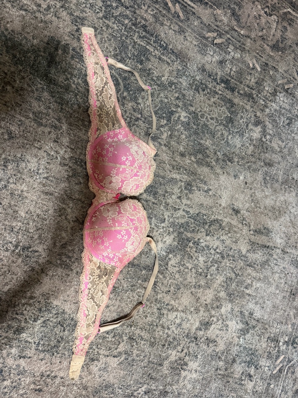 Victoria's Secret Pink and Cream Lace Push-Up Bra